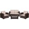 Merrick Lane Ava 4 Piece Faux Rattan Patio Furniture Set with 2 Chairs and Love Seat with Removable Cushions and Table